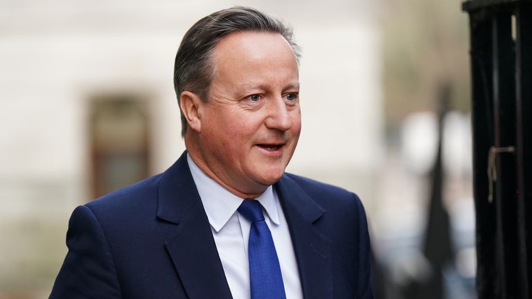 Foreign Secretary Lord David Cameron arriving in Downing Street, London, for a Cabinet meeting. Picture date: Tuesday January 9, 2024.